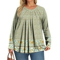 thumbnail image 5 of TQWQT Plus Size Blouses for Women 4x-5x Trendy Long Sleeve Shirts Boho Tops Floral Print T-Shirt V Neck Tunic Shirts Large Casual Womens Clothing Mint Green 5XL, 5 of 5