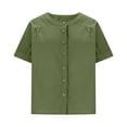 thumbnail image 4 of Women's Cotton-Linen Solid Raglan-Sleeve Button-Front Shirt - Breathable Casual Everyday & Office Wear, 4 of 5