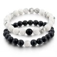 thumbnail image 2 of Yesbay 2Pcs Unisex Distance Bracelet Couple His Hers Black Matte Beads White Howlite,Distance Bracelet, 2 of 7