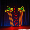 thumbnail image 3 of Craftnamesign Mexico Churros Neon Sign, Kitchen Wall Art, Open Sign Wall Decor, 3 of 5