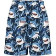 thumbnail image 3 of NICKSUN Shorts de Pyjama Amusants pour Hommes, Bas de Pyjama Courts Doux avec Poches, Bleu Requin Cartoon, S, 3 of 6