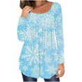 thumbnail image 2 of Camiseta informal para mujer, blusa estampada de manga larga con cuello redondo y fruncido Pompotops  FGAJ9553, 2 of 6