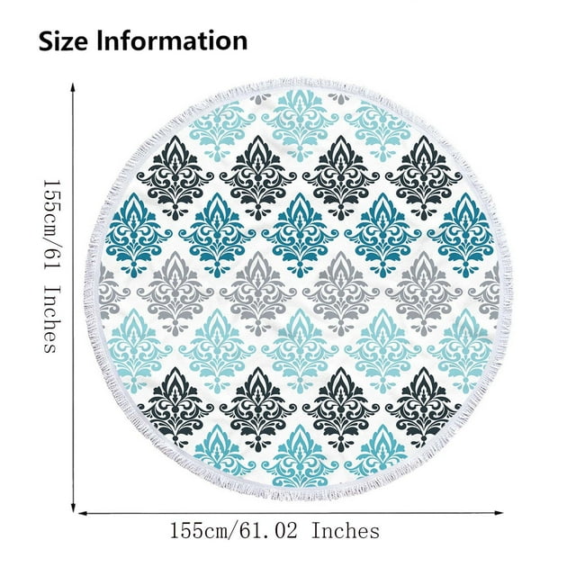 Sandproof Beach Blanket Lightweight Round Printed Microfiber Beach Towel Super Lightweight Colorful Bath Towel Sandproof Beach Blanket Beach Mat Multi-Purpose Towel for Travel Swimming Pool