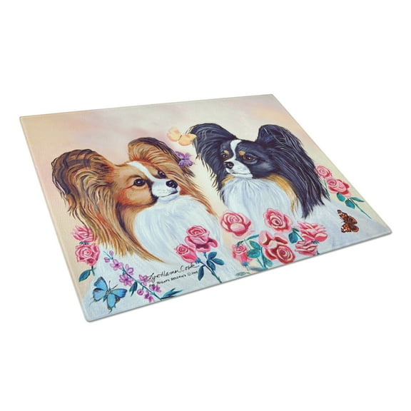 Carolines Treasures 7272LCB Papillon Glass Cutting Board Large 12H x 16W multicolor