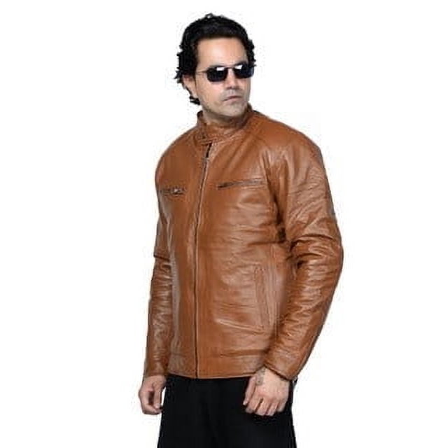 Veste en Cuir Brun pour Homme