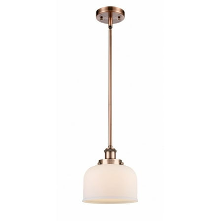 916-1S-AC-G71-Innovations Lighting-Bell - 1 Light Stem Hung Mini Pendant In Industrial Style-10 Inches Tall and 8 Inches Wide-Antique Copper
