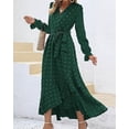 thumbnail image 5 of FreshPretty Womens Boho Cocktail Maxi Dress Fall Fashion V Neck Long Sleeve Swiss Dot Flowy Slit Wedding Guest Dresses, 5 of 6
