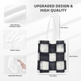 thumbnail image 2 of Canvas Bag Tote Bag Shopping Bag 16×15in Can Be Carried By Hand And Can Be Used For Daily Travel Such As Shopping And Going To Work Darkgray Checked Hand-Drawn Sketch_2, 2 of 8