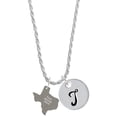 thumbnail image 1 of Delight Jewelry Stainless Steel Custom Engraved Texas - Silvertone Script Initial Disc - T - Charm Necklace, 20"+3", 1 of 4