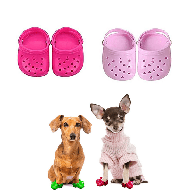 2 pares de zapatos para mascotas de malla transpirable (rojo + rosa) JM