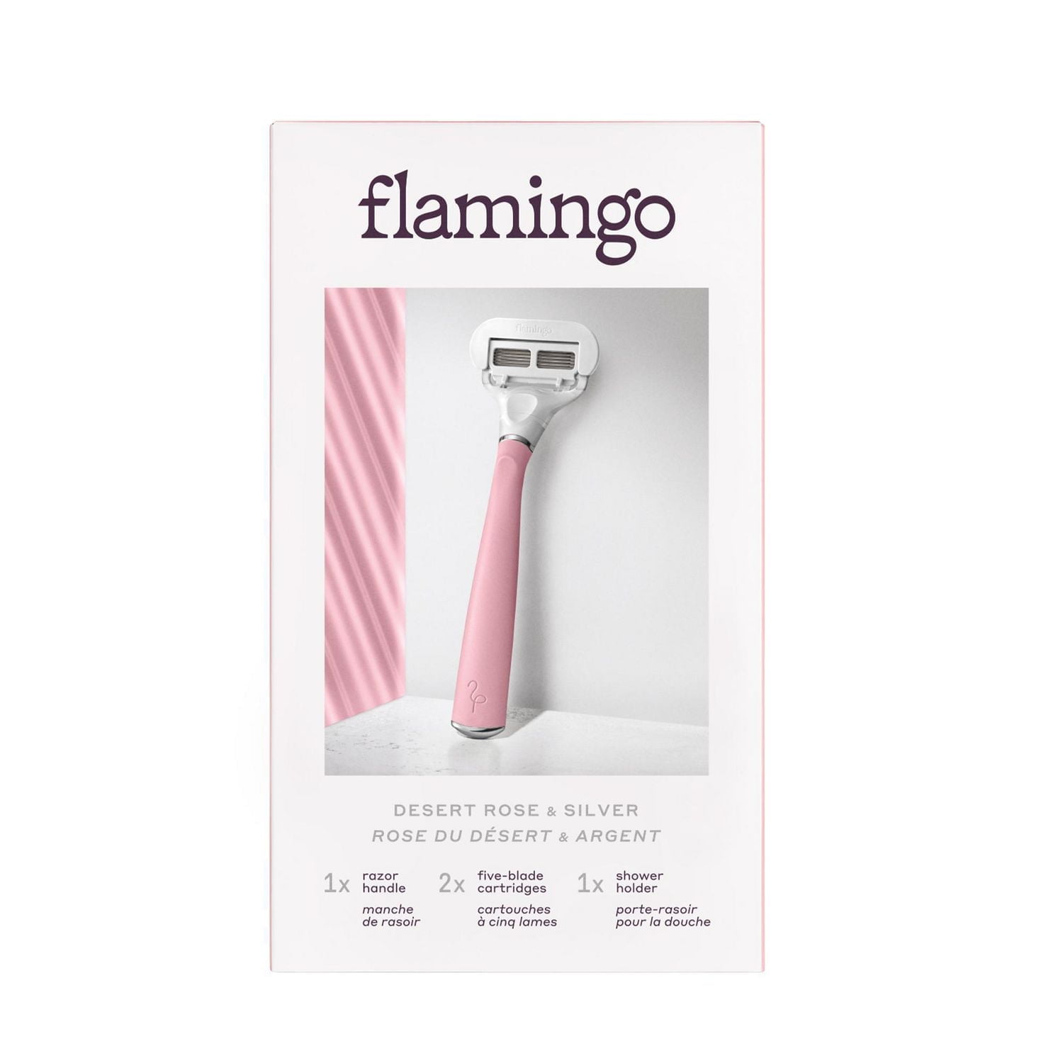 Flamingo Women's 5-blade Razor with Replacement Blade Cartridge – Desert Rose