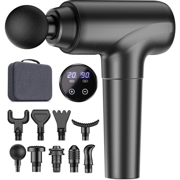 Pistola de Masaje LED Portátil Mudo de Tejido Muscular Profundo 20 Velocidades Ajustables