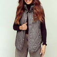 thumbnail image 4 of VISALY Women's Button Down Zip Up Jacket Vest Cropped Puffer Vest Women Lightweight Quilted Stand Collar Sleeveless Jackets Fall Winter Coat Grey M, 4 of 6