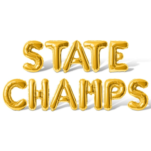 Letter Balloons - STATE CHAMPS 16" Inch Alphabet Letters Foil Mylar Balloon State Champions Party Banner (Gold)