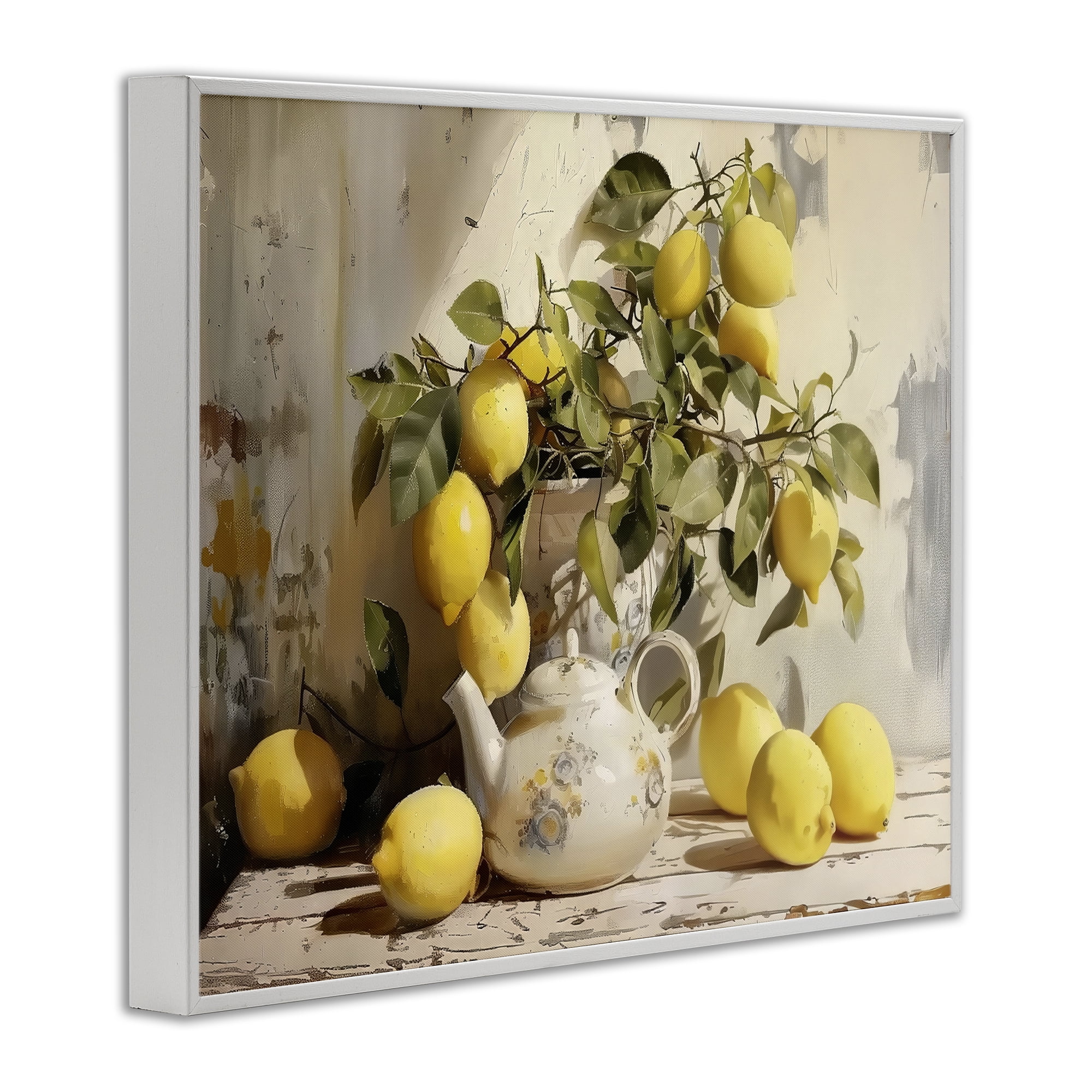 Stupell Industries Lemon Still Life with Teapot White Framed Giclee Art, design by LSR Design Studio