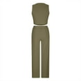 thumbnail image 4 of Women‘s Summer 2 Piece Outfits Lounge Sets Ribbed Knit Crop Top Wide Leg Pants with Pockets S-XXL, 4 of 8