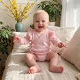 thumbnail image 4 of Cjfdfy Newborn Baby Girls Knit Sweater Romper Ruffle Long Sleeve Eyelet Embroidery V Neck Side-tie Jumpsuit Little Baby Cute Sweet Fall Winter Sweater 0-6M, 4 of 8