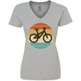 thumbnail image 3 of Inktastic Bicycle Vintage Cyclist Sunset Women's V-Neck T-Shirt, 3 of 5