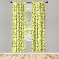 thumbnail image 2 of Ambesonne Polka Dot Curtains, Fashion Colorful Circle, Pair of 28"x84", Pastel Yellow and Pink, 2 of 4