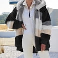 thumbnail image 3 of Abrigo holgado con capucha y bolsillo con cremallera para mujer, cálido, de felpa, estilo europeo y americano, otoño e invierno, 2023, 3 of 4