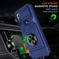 thumbnail image 3 of Designed for Moto G Power 2022 Card Holder Case with 360°Rotatable Ring Holder Kickstand,2-Layer Heavy Duty Shockproof Rugged Hybrid Hard PC Soft Rubber Case For Motorola Moto G Power 2022,Blue, 3 of 7