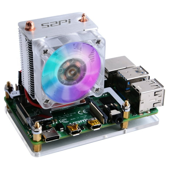 52Pi Raspberry Pi Cooling Fan, Raspberry Pi ICE Tower Cooler, RGB Cooling Fan with Raspberry Pi Heatsink for Raspberry Pi 4 Model B & Raspberry Pi 3B  & Raspberry Pi 3 Model B
