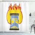 thumbnail image 1 of Time out Shower Curtain, Retro Cartoon Style Hourglass on the Background of Blazing Fire Distressed Look, Fabric Bathroom Set with Hooks, 69W X 75L Inches Long, Multicolor, by Ambesonne, 1 of 3