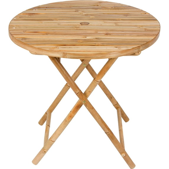 Zero Emission World Ta-143 Bamboo Round Folding Bistro Table, Natural, 31.5X31.5X29.5