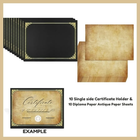 Elegant Graduation & Award Certificate Set - 10 Parchment Diplomas & Holders