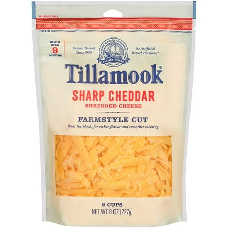 Tillamook Sharp Cheddar Shredded Cheese, 8 oz - Walmart.com