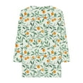 thumbnail image 4 of Women's 3/4 Sleeve V Neck T Shirts Floral Graphic Print Casual Base Tee Tshirts for Women Fall Summer Spring (2XL, Green), 4 of 6