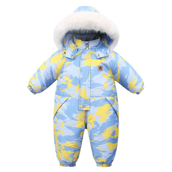DHFJKG Baby Winter Clothes Toddler Padded Snowsuit Warm Boys Girls Fuzzy Hooded Warm Thicken Puffer Coat Windproof Zipper Jumpsuit Outwear Cozy Onesies