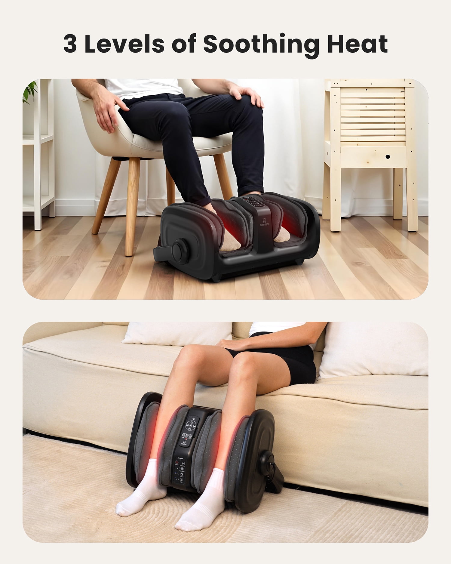 Shiatsu Foot Massager with Heat, 3 in 1 Feet Massage Machine for Neuropathy Plantar Fasciitis Circulation, Gifts