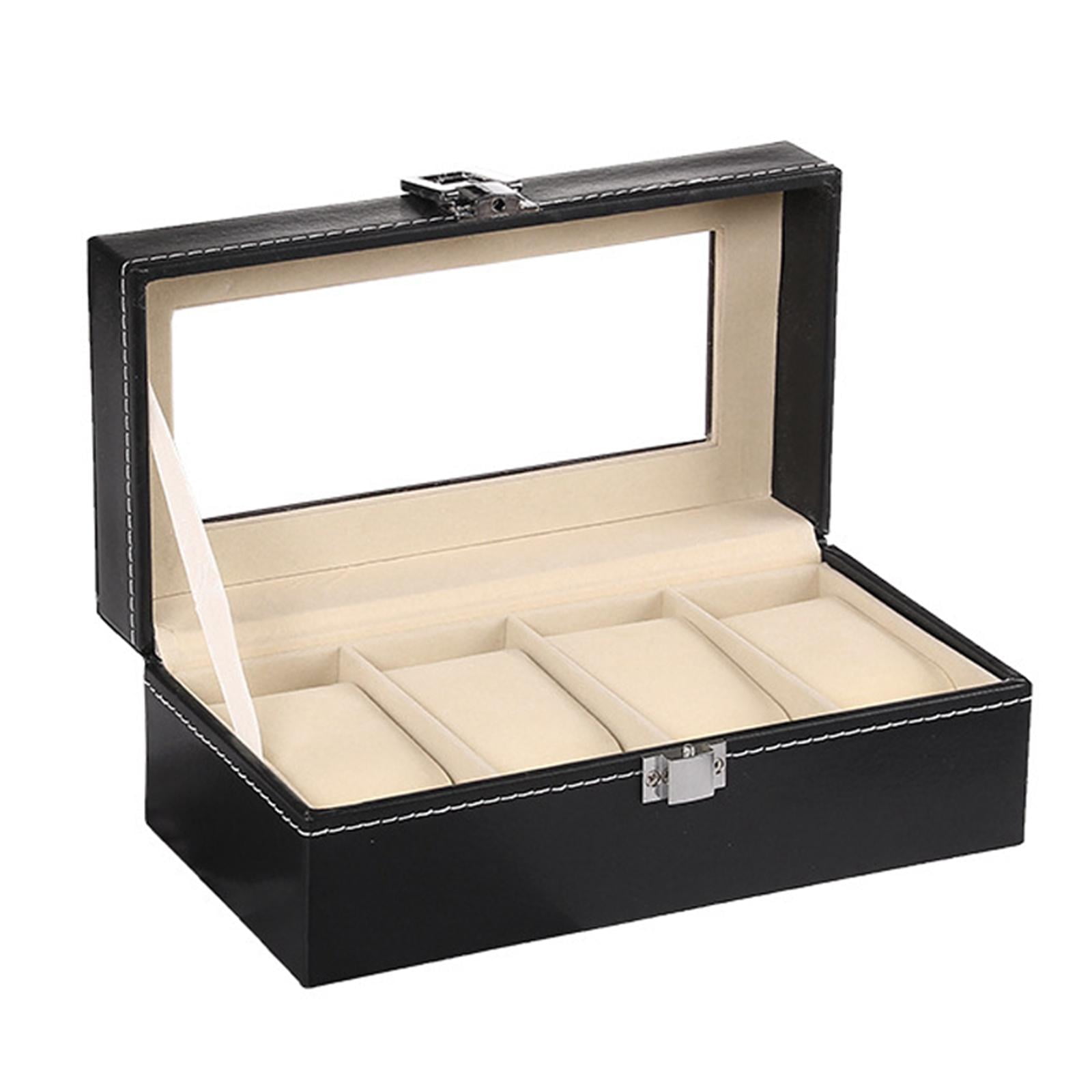 Estuche para Reloj Organizador de Relojes para Hombres Y Mujeres Estuche de Almacenamiento para Exhibicion de Relojes de material cuero PU Captura de Bloque 4 ranuras Yotijar Reloj organizador Walmart...