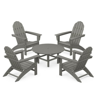POLYWOOD Vineyard 5-Piece Outdoor Adirondack Chair Conversation Set in Slate Grey