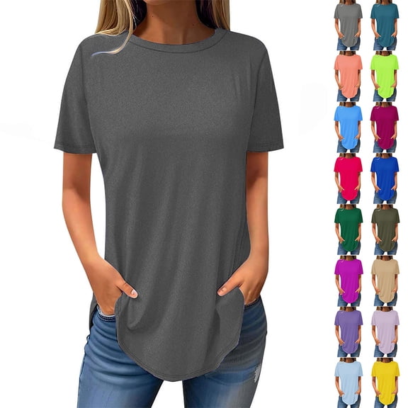 Otvok Ladies Tshirt,Summer Tops for Women Short Sleeve Round-Neck T-shirts Casual Loose Tunic Tops