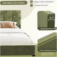 thumbnail image 3 of MANGIJOY No Box Spring King Platform Bed, Upholstered Frame with Velvet Headboard in Olive Green, Simple Setup, 3 of 10