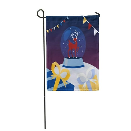Inside Decorative Glass SIDONKU Snow Globe Made of Glass Christmas Deer Inside Winter Garden Flag Decorative Flag House Banner 12x18 inch ()