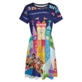 thumbnail image 4 of Small World Fantasyland Dress Fashion Beach Short Sleeve Dresses Female Party Printed Sundress, 4 of 7