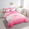 thumbnail image 3 of Homewish Flying Butterfly 7-Piece Twin Bedding Sets For Children Teens Female,Stars Bling Glitter Bedding Comforter Set,Gradient Ombre Pink Breathable Sheet Sets,Microfiber Bedroom Decor,Reversible, 3 of 8
