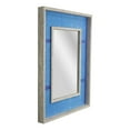 thumbnail image 2 of Blue Linear Print Distressed White Raised Lip Double Framed Accent Mirror, 2 of 8