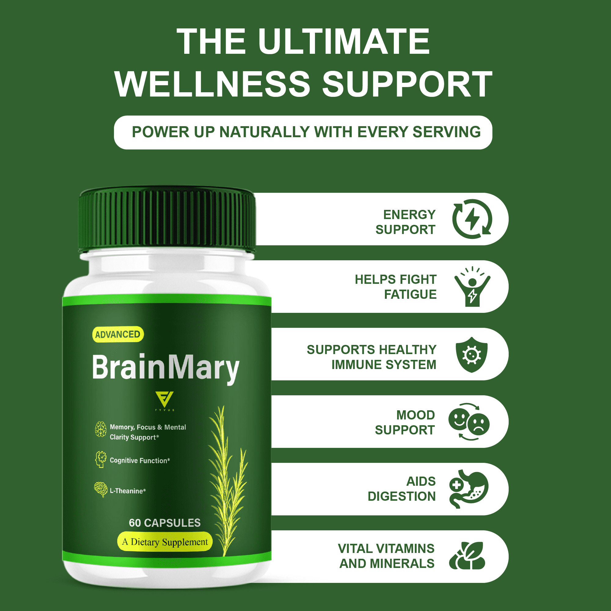 (3 Pack) Brain Mary Advanced Formula, BrainMary Nootropic Support (180 Capsules)