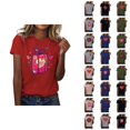 thumbnail image 1 of T-shirts de la Saint-Valentin pour Femmes 2026 Mode Manches Courtes Col Rond Cœur Graphique, 1 of 4