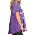 thumbnail image 4 of Sakkas Petra Women's Casual Loose Flared Corset Short Sleeve Lace Blouse Top Tunic - 2207-Purple - One Size, 4 of 5