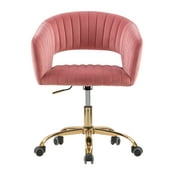 HOMEFUN Pink Velvet Morden Cute Upholstered Task Chair
