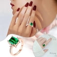 thumbnail image 4 of Anillo de turmalina verde con incrustaciones de oro rosa y piedras preciosas de colores. Anillo abierto ajustable para el dedo índice femenino., 4 of 8
