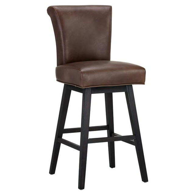Sunpan Hameau 30" Transitionnel Faux Cuir Tabouret Pivotant en Marron