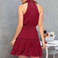 thumbnail image 4 of Beshee Spring Summer Dresses for Women, Womens Neck Beach Summer Solid Color Casual Sleeveless Backless Ruffle Hem Dresses Womens Dresses Wine L, 4 of 9