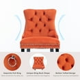 thumbnail image 4 of Velvet Bar Stools Set of 2 - 27" Seat Height Barstool, Bar Chairs Fit Counter or Bar Height, Kitchen Stools for Island, Tufted Back, Wood Frame, Upholstered (Orange, Set of 2), 4 of 11