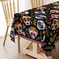 thumbnail image 3 of Dia DE Los Muertos Tablecloth Day of The Dead Sugar Skull Decor Mexican Fiesta Halloween Themed Party Decoration Kitchen Dining Room Table Cloth (60" x 84"), 3 of 4